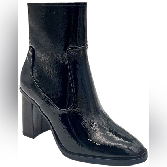 Donald Pliner Maymici Crinkle Patent Leather Black Heeled Bootie Women's 8 NIB - Picture 5 of 11